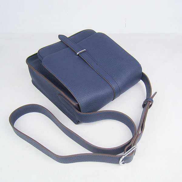 7A Hermes Togo Leather Messenger Bag Blue h2811 Replica